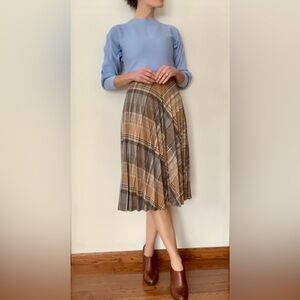 Vintage Wool Blend 70s Plaid Womens Skirt Peerless of Boston Size 11 12 Brown